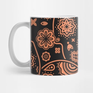 Spooky Black and orange sugar skull pattern Mug